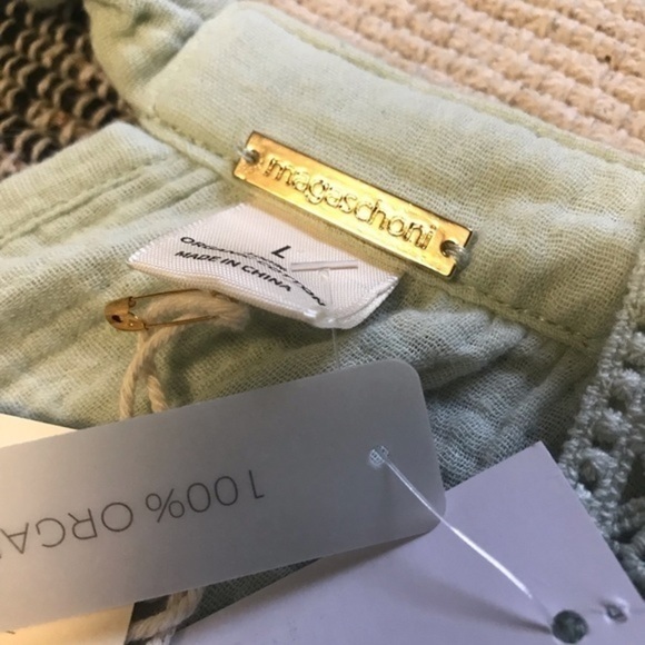 Magaschoni Pastel Mint Green Organic Gauze Crochet Tiered Midi Dress - Picture 9 of 12